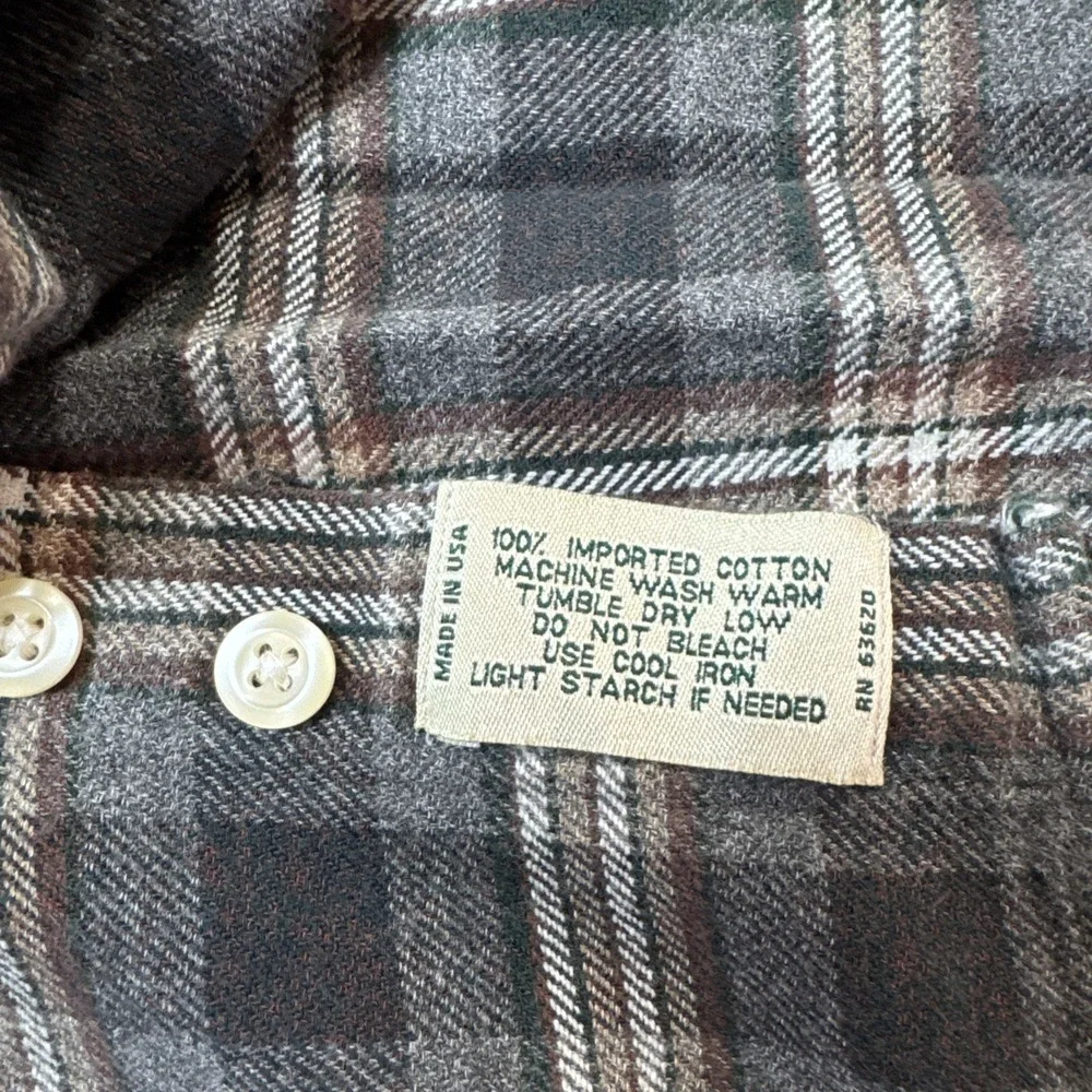 Gitman Bros Flannel Shirt Men's Sz Large Gray Plaid Button Down Classic USA VTG